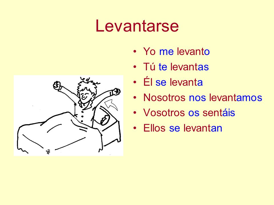Some more reflexive verbs… Levantar___: to get/stand up.