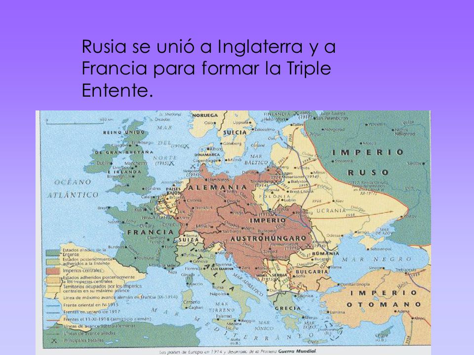 Rusia se unió a Inglaterra y a Francia para formar la Triple Entente.