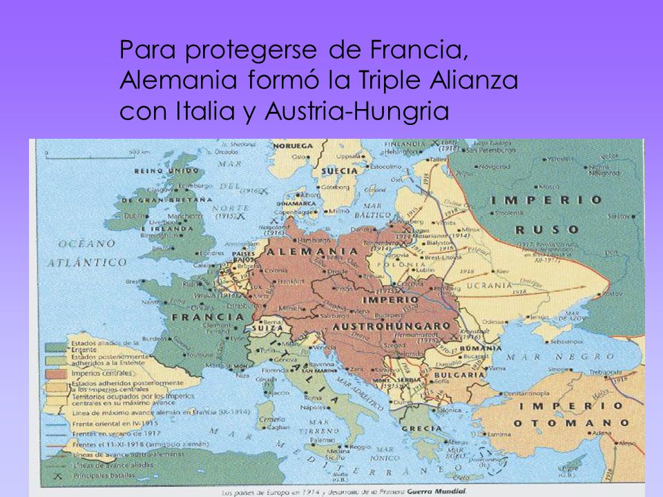 Para protegerse de Francia, Alemania formó la Triple Alianza con Italia y Austria-Hungria