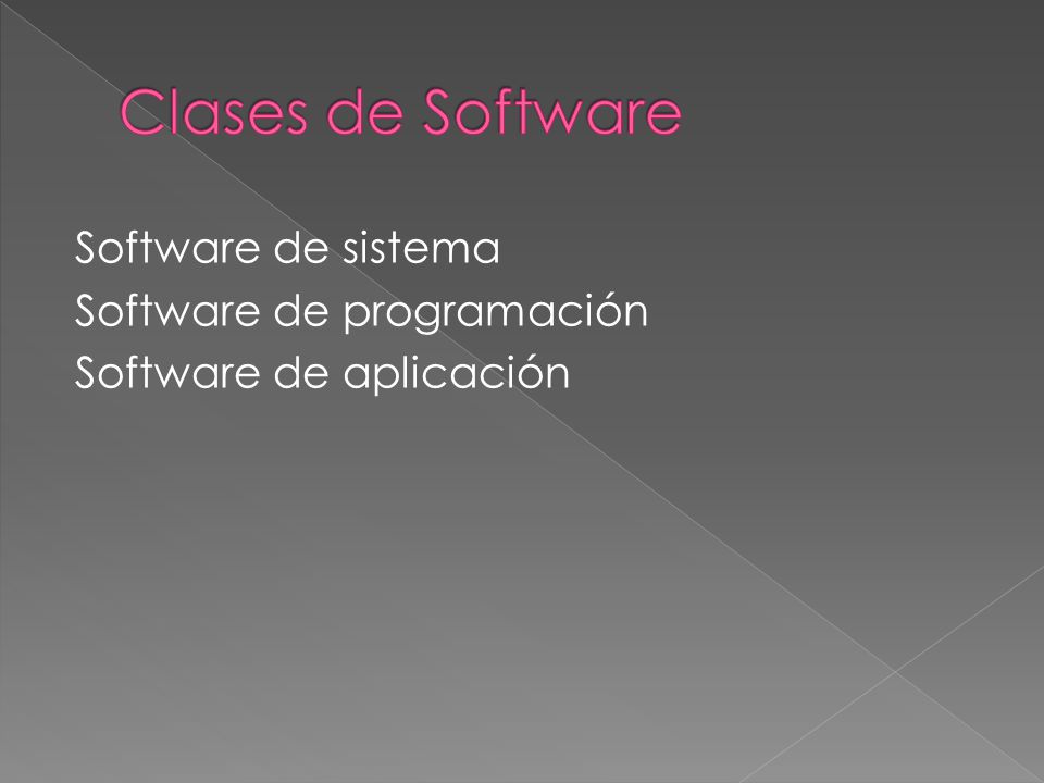 Software de sistema Software de programación Software de aplicación