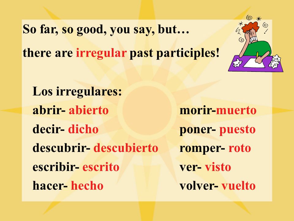So far, so good, you say, but… there are irregular past participles.