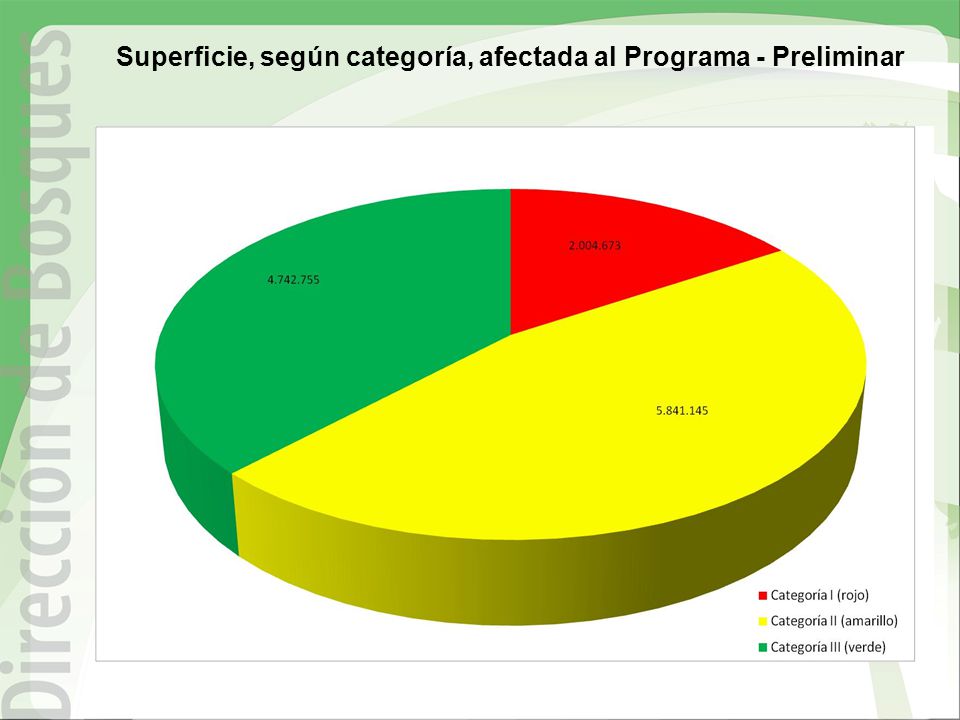 Superficie, según categoría, afectada al Programa - Preliminar