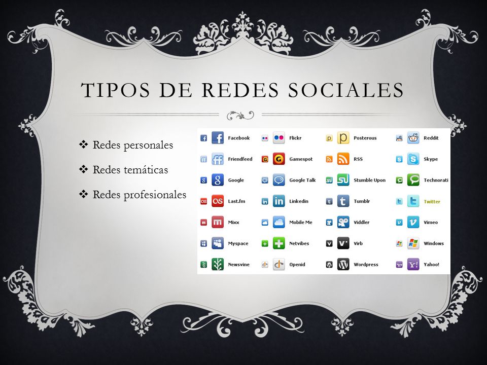 TIPOS DE REDES SOCIALES  Redes personales  Redes temáticas  Redes profesionales