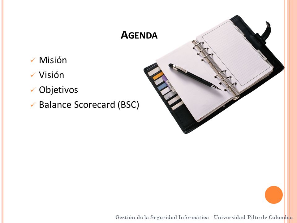 A GENDA Misión Visión Objetivos Balance Scorecard (BSC)