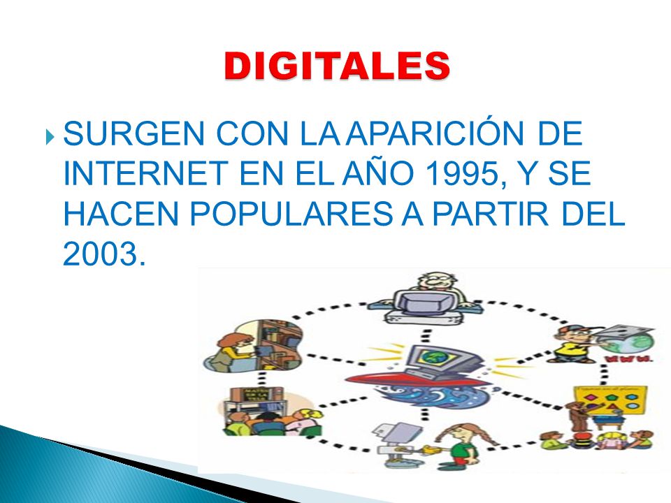  SURGEN CON LA APARICIÓN DE INTERNET EN EL AÑO 1995, Y SE HACEN POPULARES A PARTIR DEL 2003.