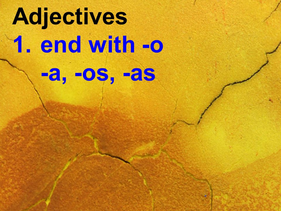Adjectives 1.end with -o -a, -os, -as