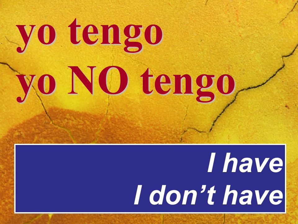 yo tengo yo NO tengo I have I don’t have I have I don’t have