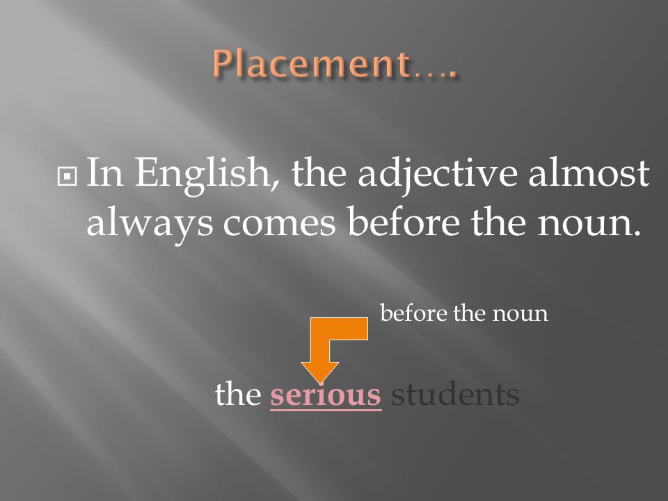  In English, the adjective almost always comes before the noun.