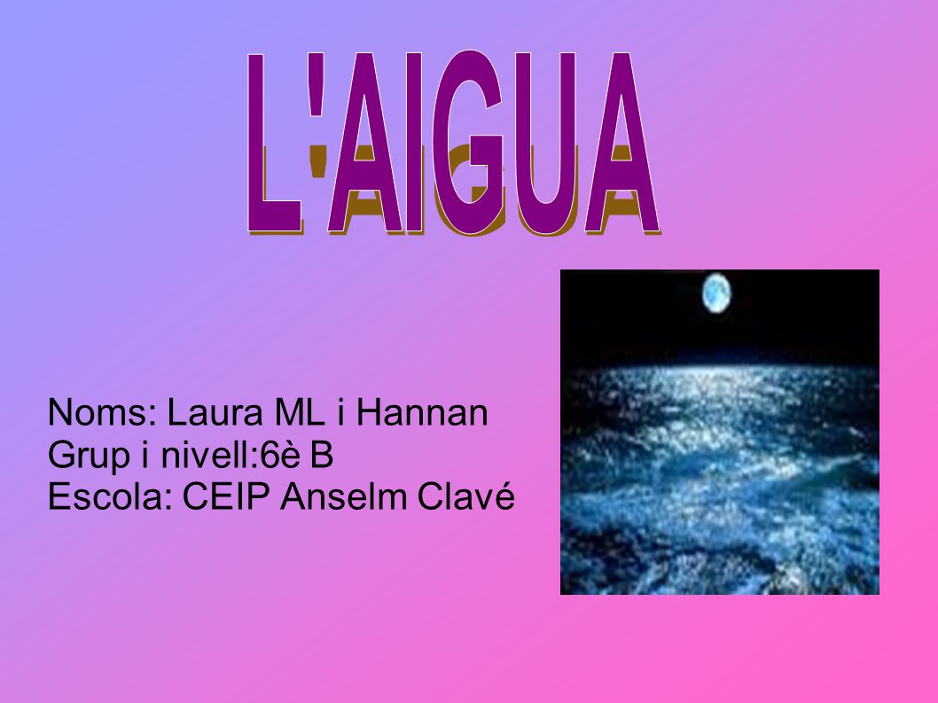 Noms: Laura ML i Hannan Grup i nivell:6è B Escola: CEIP Anselm Clavé