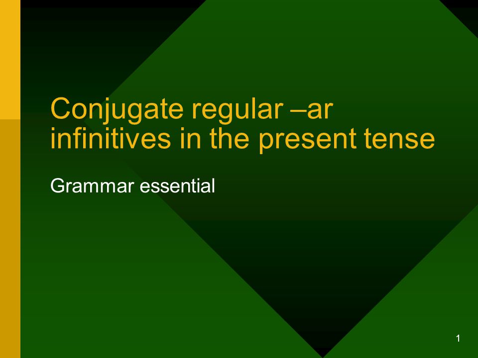 1 Conjugate regular –ar infinitives in the present tense Grammar essential