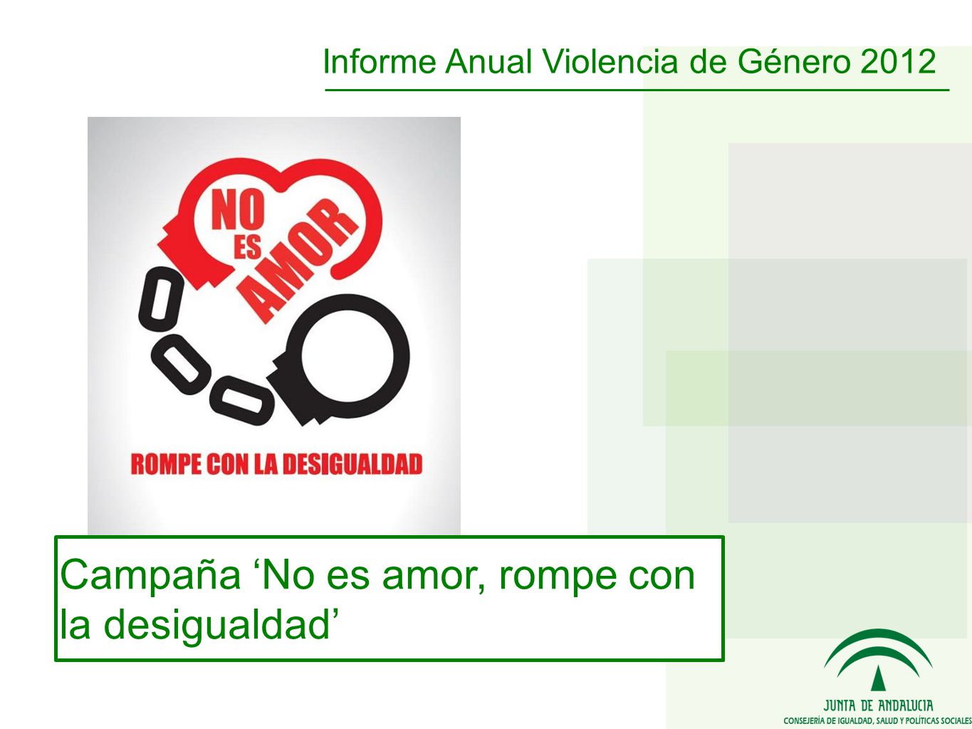 Informe Anual Violencia de Género 2012 Campaña ‘No es amor, rompe con la desigualdad’