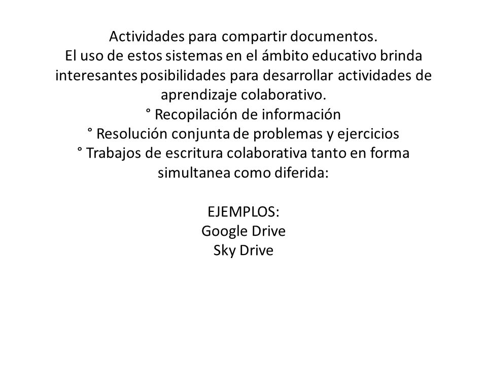 Actividades para compartir documentos.