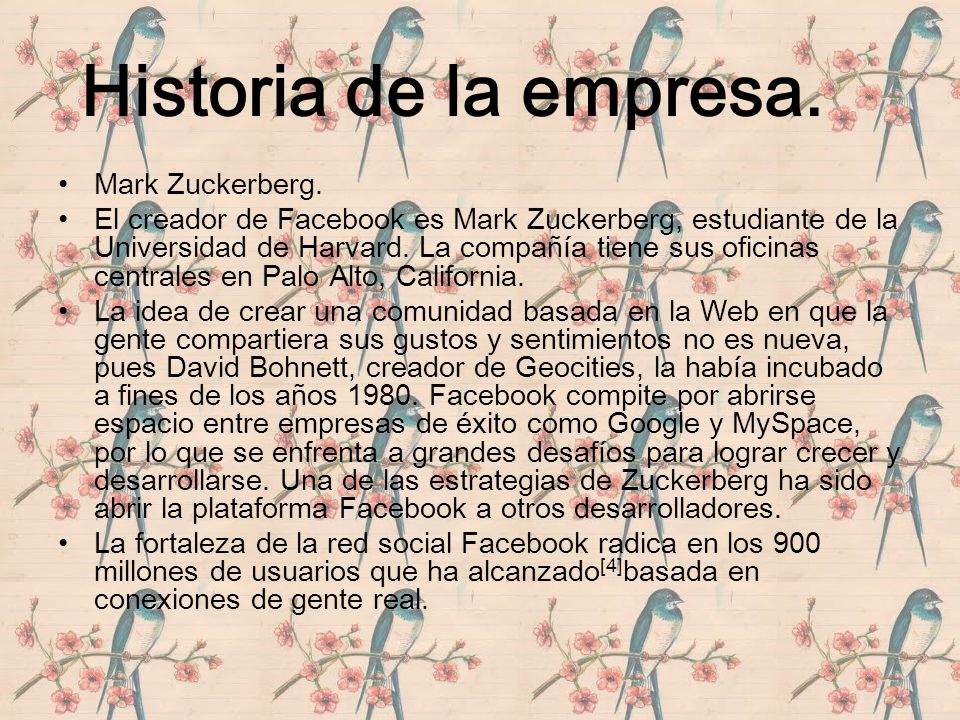 Historia de la empresa. Mark Zuckerberg.