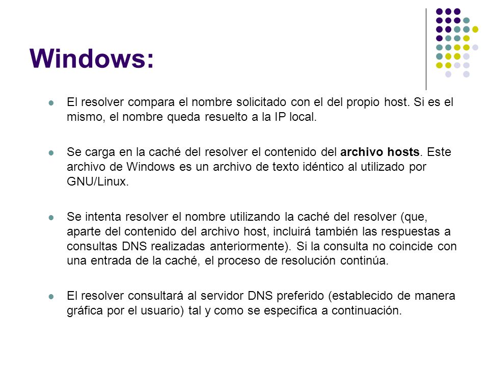 Windows: El resolver compara el nombre solicitado con el del propio host.
