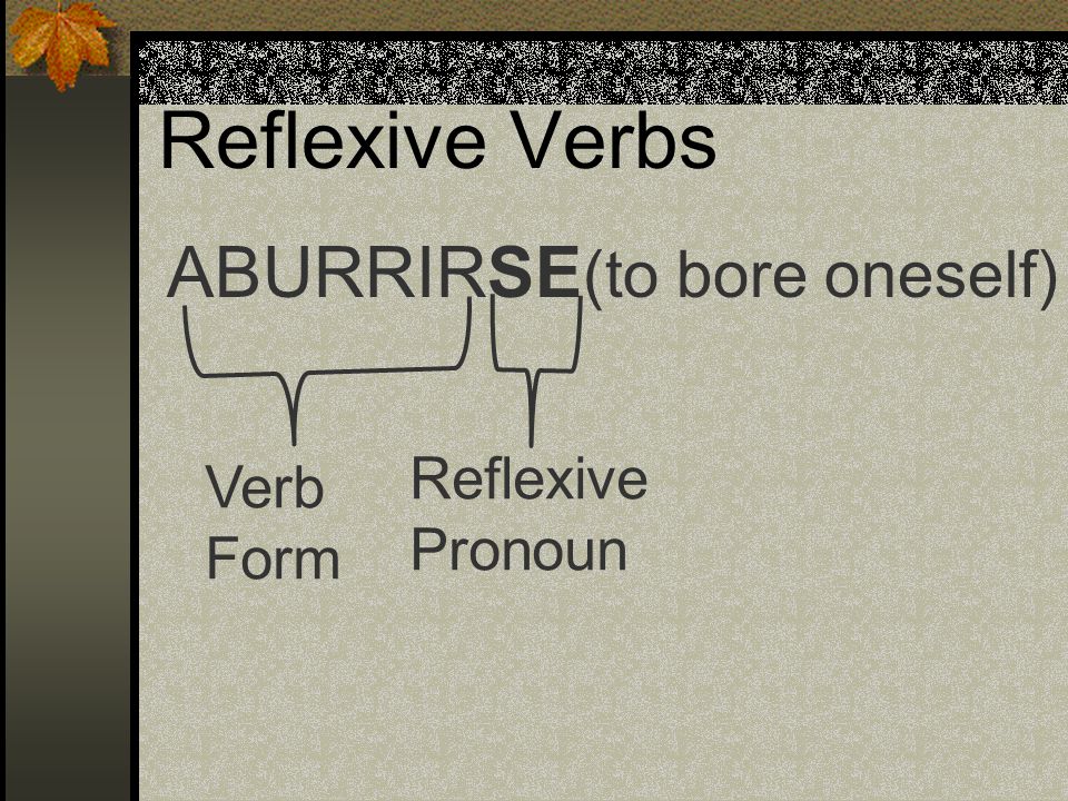 Reflexive Verbs Reflexive verbs have two parts: a reflexive pronoun (me, te, se, nos, se) and a verb form.