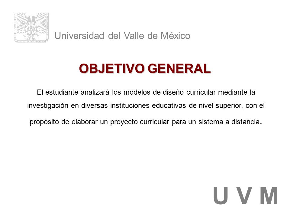 Universidad del Valle de México U V M DISEÑOCURRICULAR. - ppt descargar