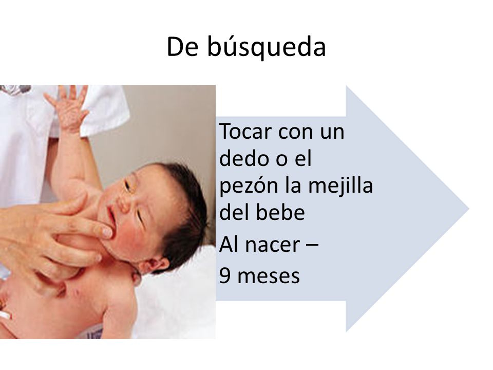 De búsqueda Tocar con un dedo o el pezón la mejilla del bebe Al nacer – 9 meses