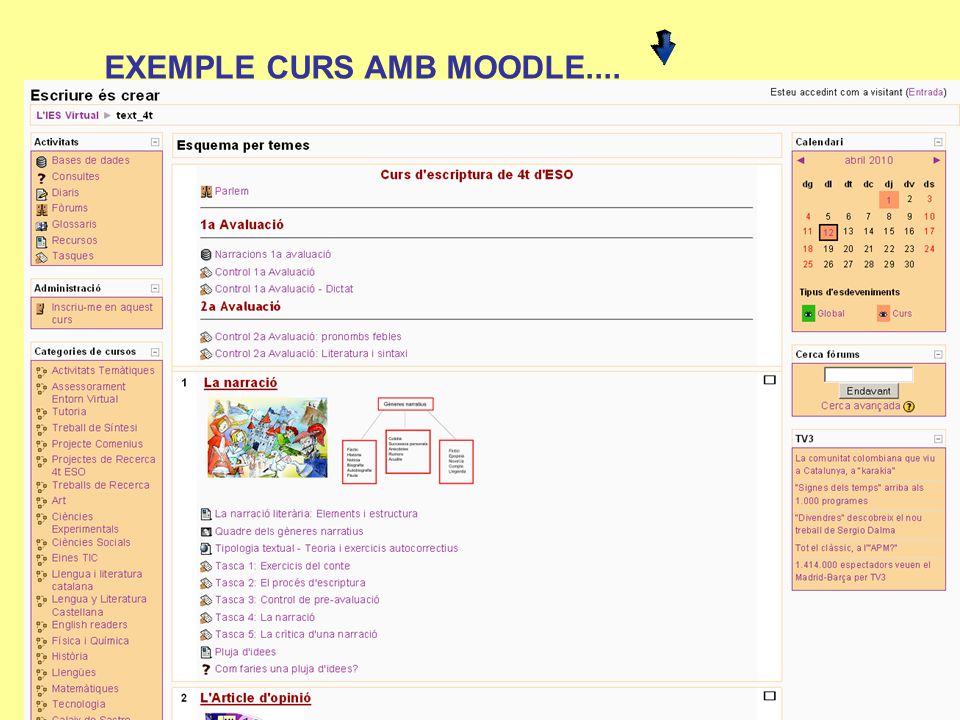 EXEMPLE CURS AMB MOODLE.....