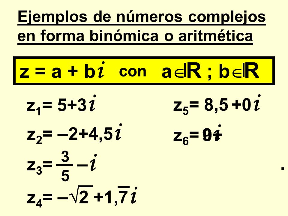 Forma Binomica O Aritmetica De Un Numero Complejo