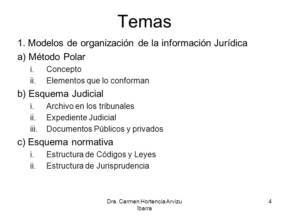 UNIDAD V MODELOS DE ORGANIZACIÓN DE LA INFORMACIÓN DEL TRABAJO JURÍDICO  TALLER DE INSTRUMENTACIÓN JURÍDICA 1Dra. Carmen Hortencia Arvizu Ibarra. -  ppt descargar