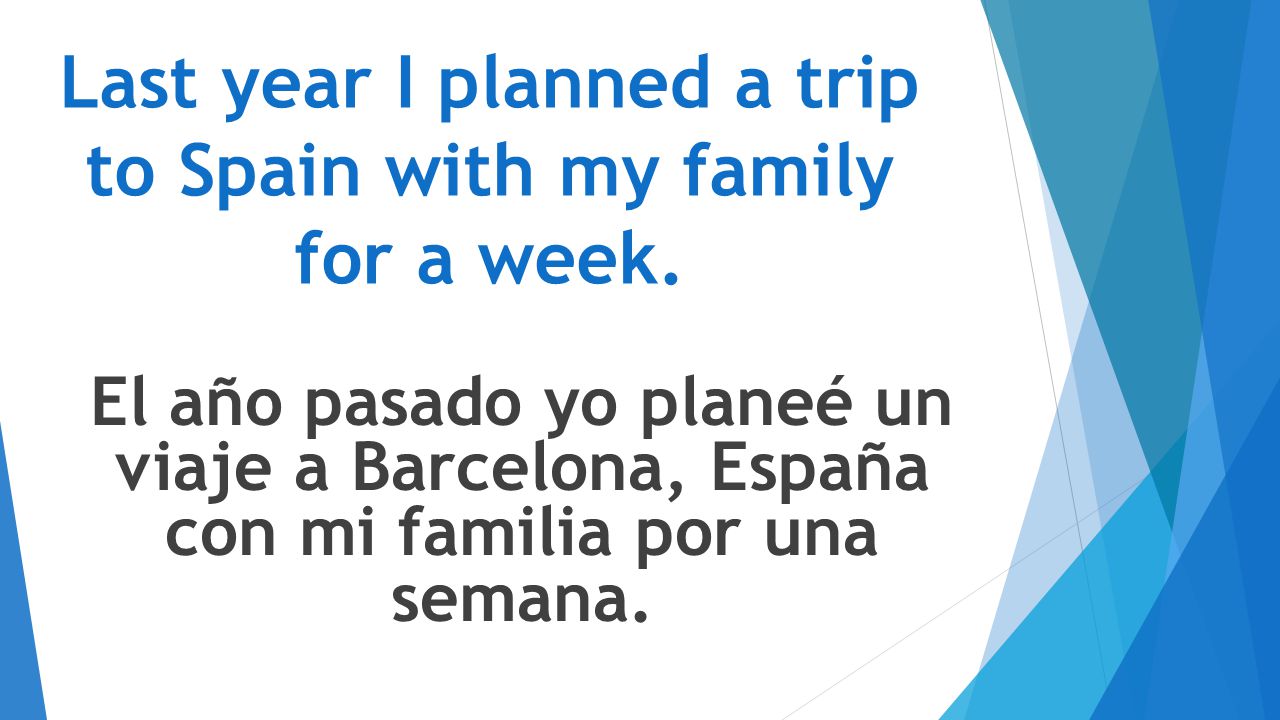 Last year I planned a trip to Spain with my family for a week.