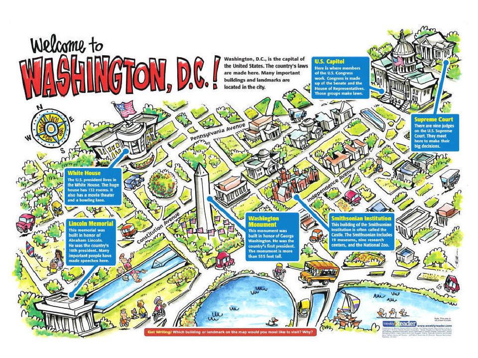 Where is washington dc situated. Карта Вашингтона с достопримечательностями. Карта США С достопримечательностями. Город Вашингтон на карте. Washington DC на карте.