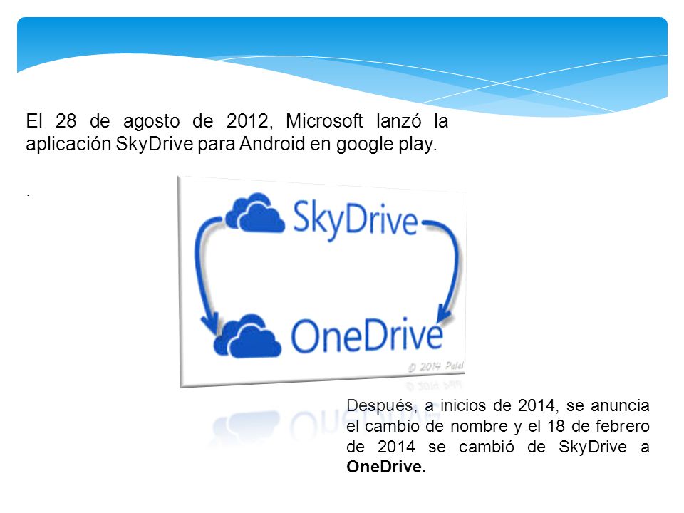 El 28 de agosto de 2012, Microsoft lanzó la aplicación SkyDrive para Android en google play..