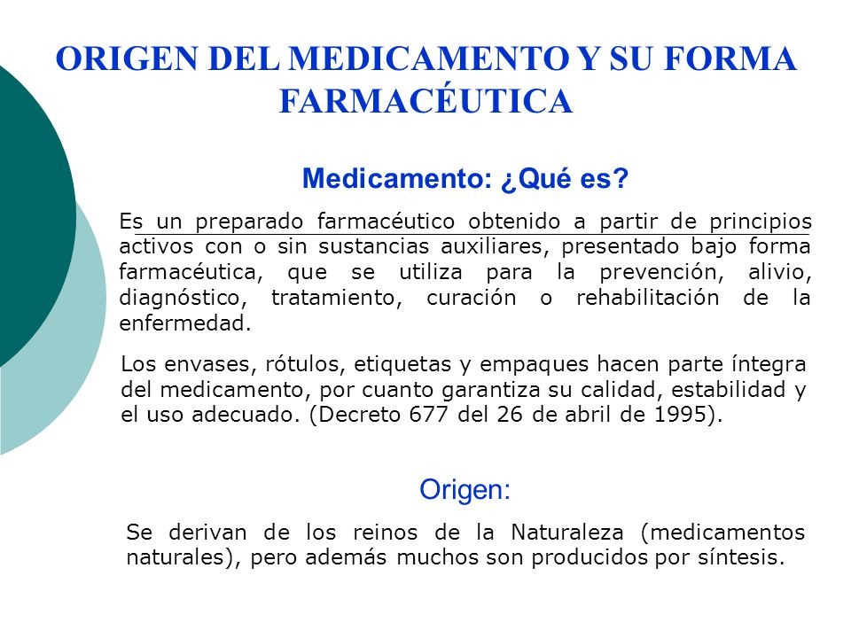 Origen Del Medicamento Y Su Forma Farmaceutica Medicamento Que