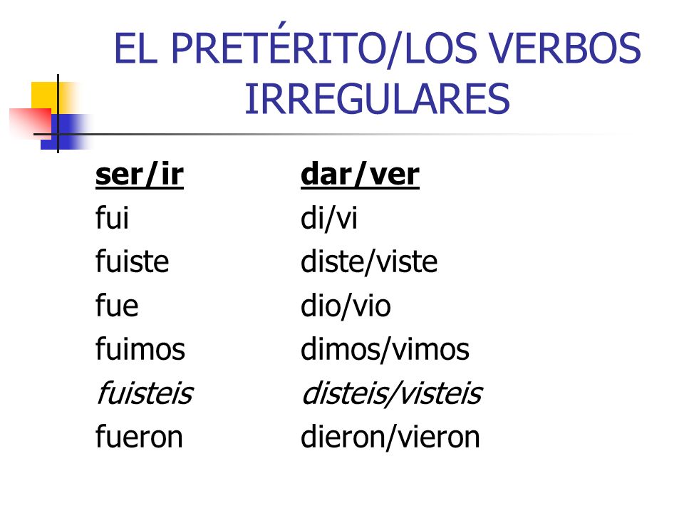 THE CRAZIES The following verbs are also irregular in the preterite ...