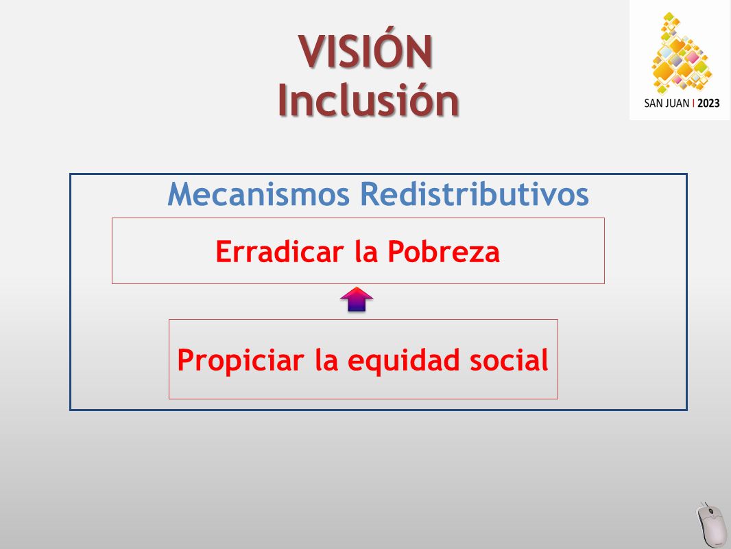 Mecanismos Redistributivos VISIÓN Inclusión Erradicar la Pobreza Propiciar la equidad social