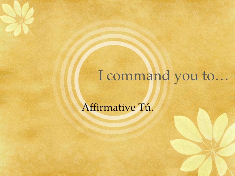 I command you to… Affirmative Tú.