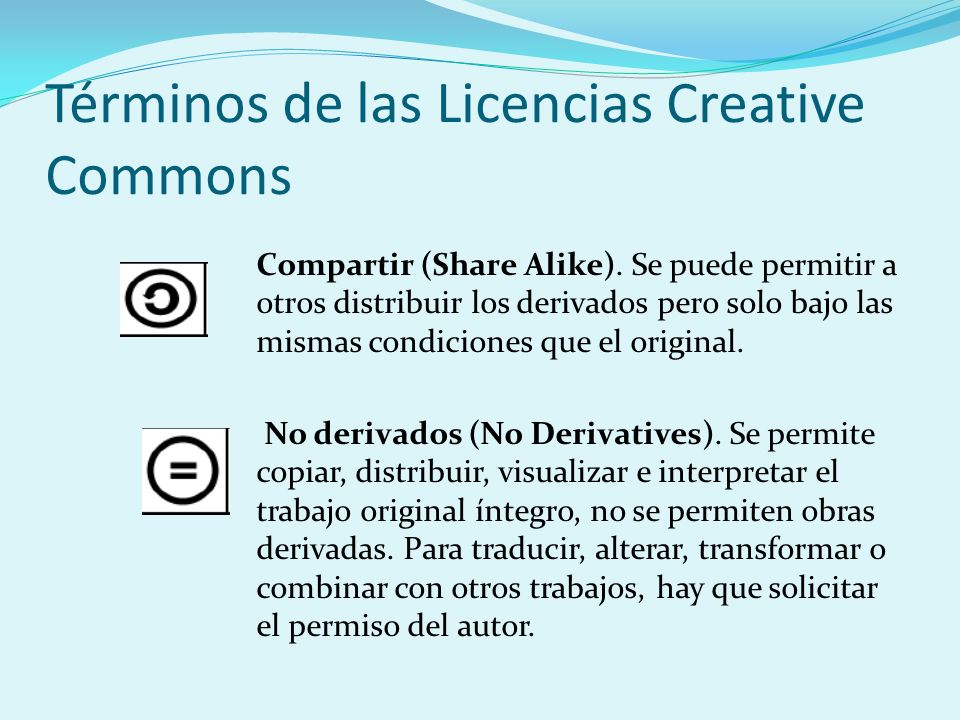 Términos de las Licencias Creative Commons Compartir (Share Alike).