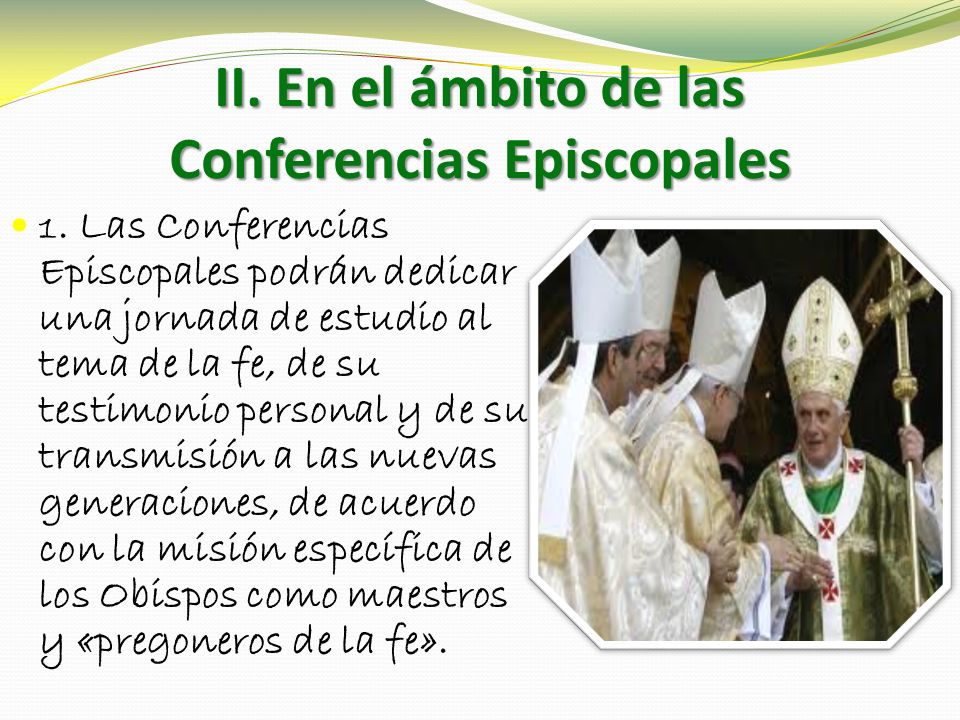 II. En el ámbito de las Conferencias Episcopales 1.