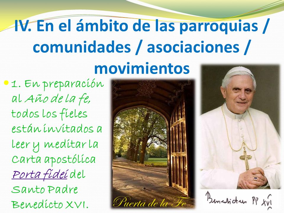 IV. En el ámbito de las parroquias / comunidades / asociaciones / movimientos 1.