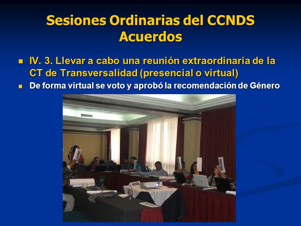 Sesiones Ordinarias del CCNDS Acuerdos IV. 3.