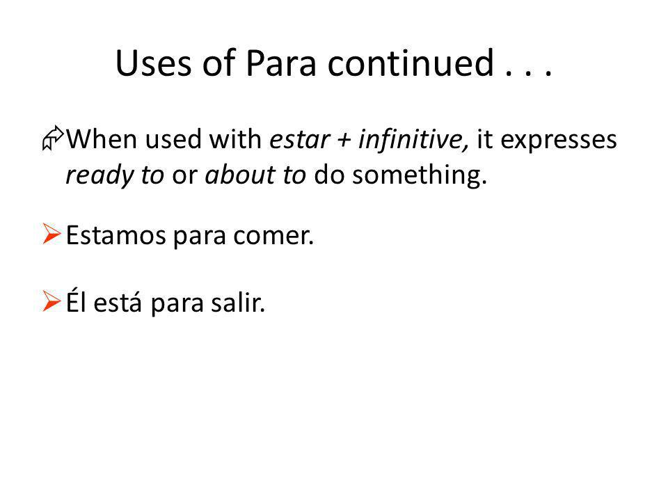 Uses of Para continued...