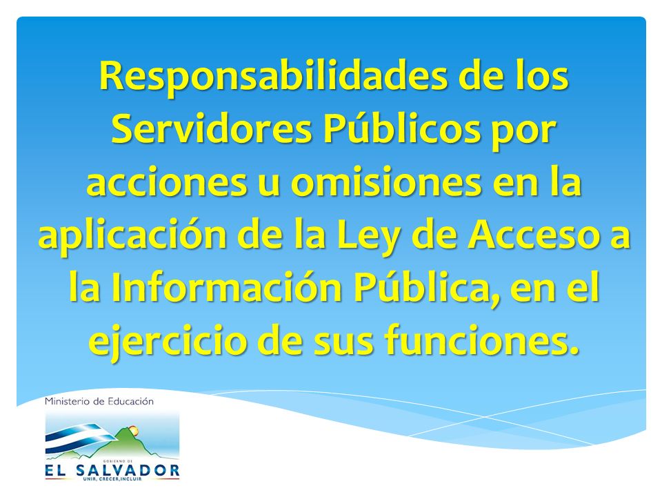 Responsabilidades de los Servidores Públicos por acciones u omisiones en la aplicación de la Ley de Acceso a la Información Pública, en el ejercicio de sus funciones.