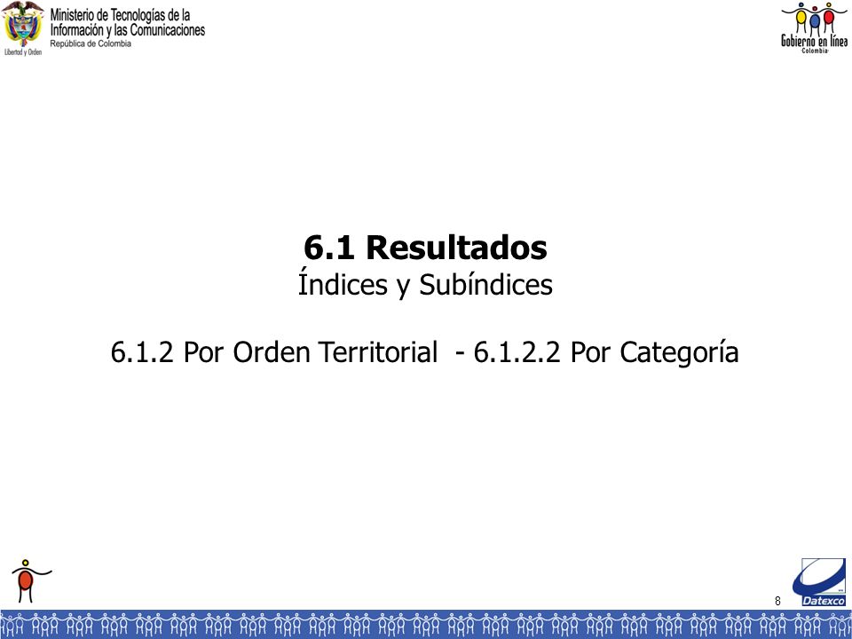8 6.1 Resultados Índices y Subíndices Por Orden Territorial Por Categoría