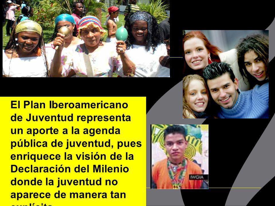 El Plan Iberoamericano de Juventud representa un aporte a la agenda pública de juventud, pues enriquece la visión de la Declaración del Milenio donde la juventud no aparece de manera tan explícita.