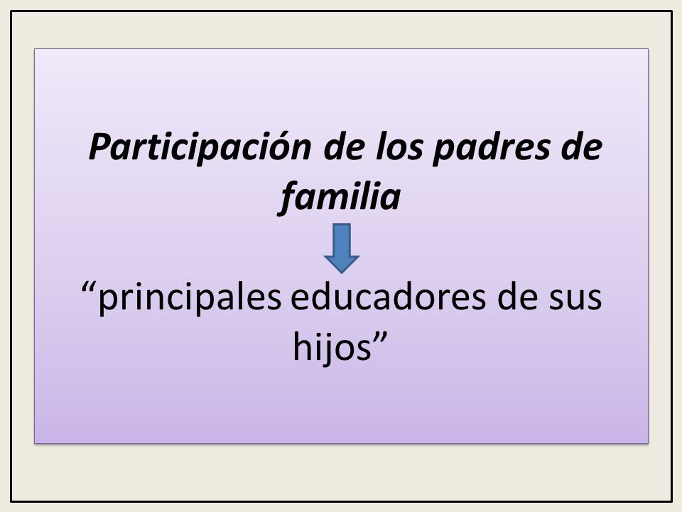 Participación de los padres de familia principales educadores de sus hijos