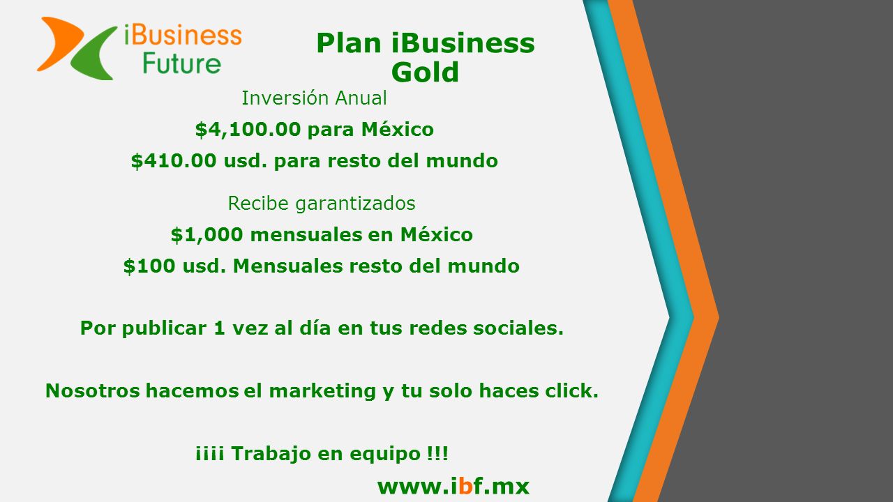 Plan iBusiness Gold   Inversión Anual $4, para México $ usd.