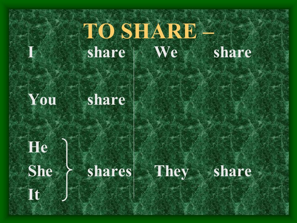 Lets try the verb to share, In Spanish, compartir.