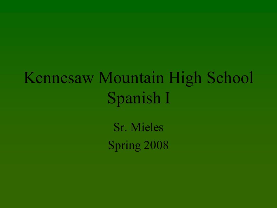 Kennesaw Mountain High School Spanish I Sr. Mieles Spring 2008