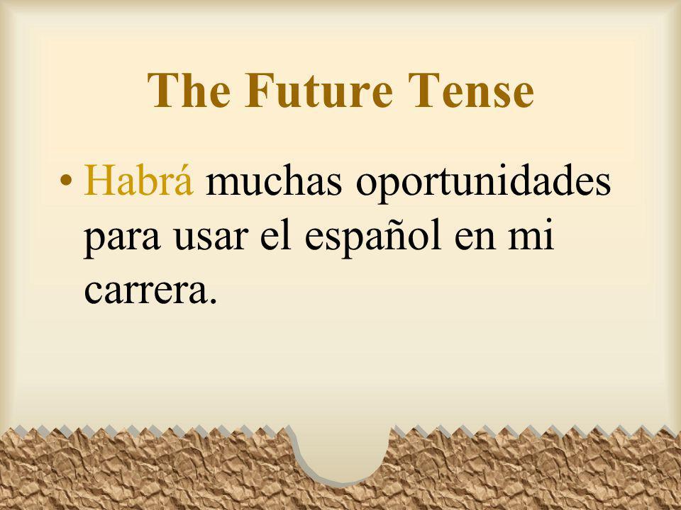 The Future Tense There is a future tense form of HABER: Habrá It means: there will be