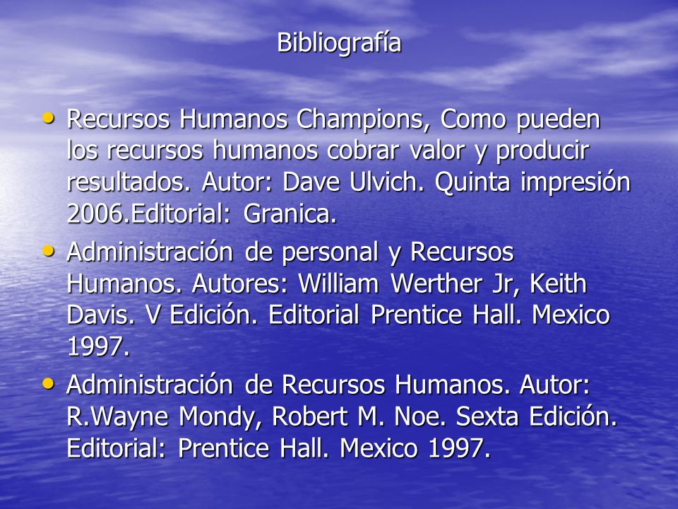 Bibliografía Recursos Humanos Champions, Como pueden los recursos humanos cobrar valor y producir resultados.