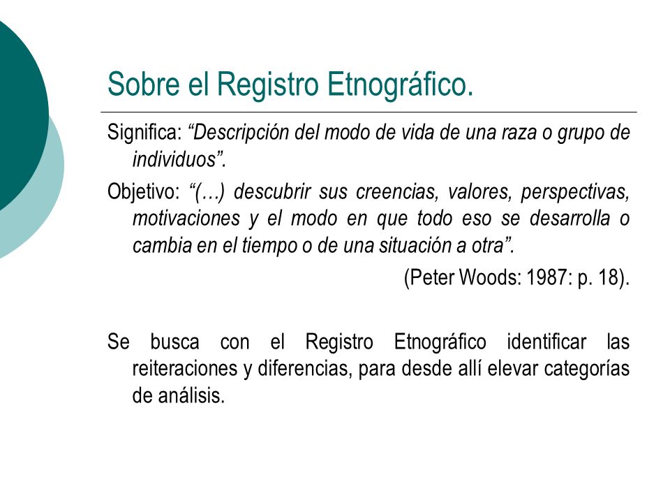 Sobre el Registro Etnográfico.