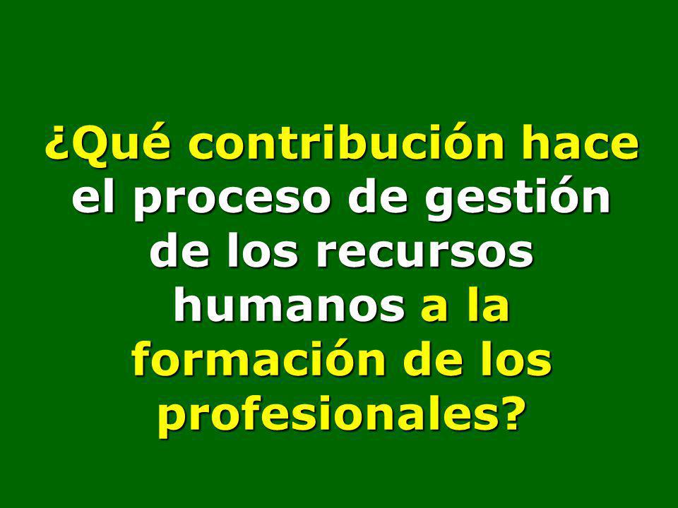 ¿Qué contribución hace el proceso de gestión de los recursos humanos a la formación de los profesionales