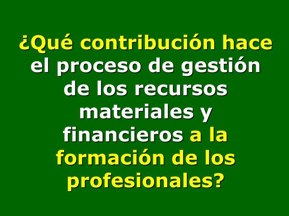 ¿Qué contribución hace el proceso de gestión de los recursos materiales y financieros a la formación de los profesionales