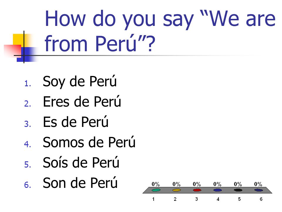 How do you say We are from Perú. 1. Soy de Perú 2.