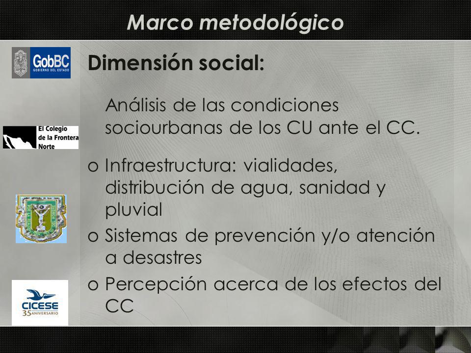 Dimensión social: Análisis de las condiciones sociourbanas de los CU ante el CC.
